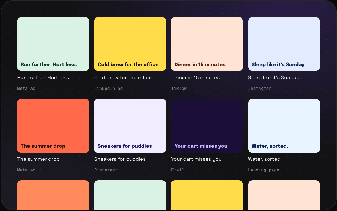 A uniform grid of same-size cards with titles and sources underneath